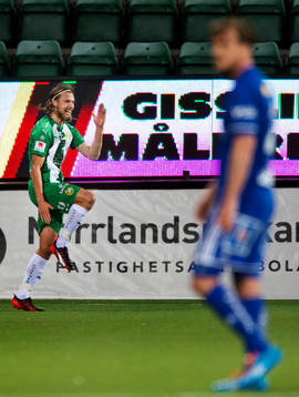 Hammarbys Björn Paulsen jublar och Sundsvalls Eric Larsson