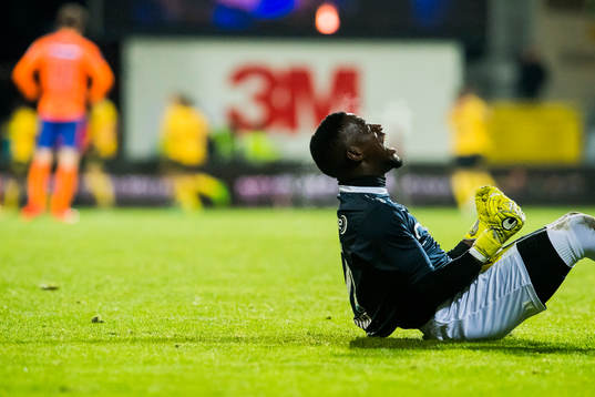Goalkeeper Arnold Otieno Origi celebrates 3-0 goal