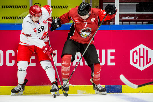 David Kofron of Ocelari Trinec and Nils Andersson of Malmö