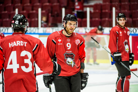 Frederik Storm of Malmö Redhawks looks dejected