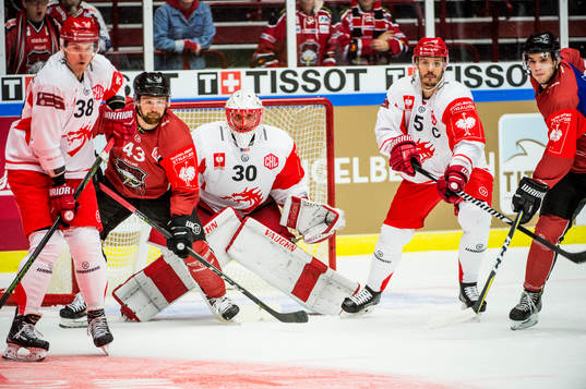 Nichlas Hardt and Lukas Haudum of Malmö Redhawks and Aron