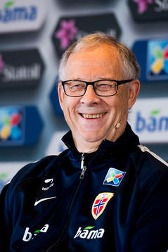 Lars Lagerbäck, head coach of Norway, presents the team