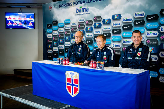 Lars Lagerbäck, head coach of Norway, Svein Graff,