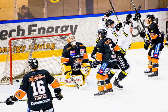 Lassi Kokkala of Stavanger Oilers celebrates