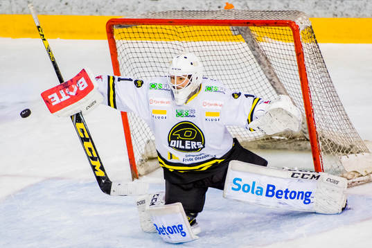 Goaltender Jakob Opsahl of Stavanger Oilers
