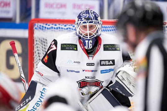 Malmö Redhawks målvakt Jonas Gunnarsson  i