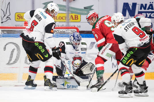 Malmö Redhawks målvakt Jonas Gunnarsson och Stefan Warg