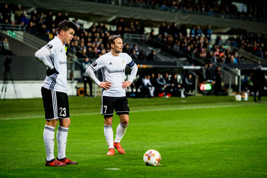 Pål André Helland and Mike Jensen of Rosenborg