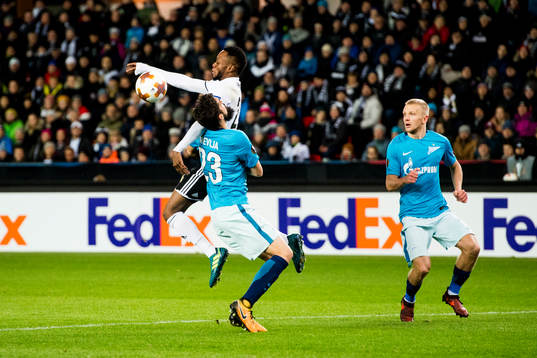Samuel Adegbenro of Rosenborg and Miha Mevlja of Zenit in