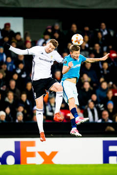 Nicklas Bendtner of Rosenborg and Oleg Shatov of Zenit