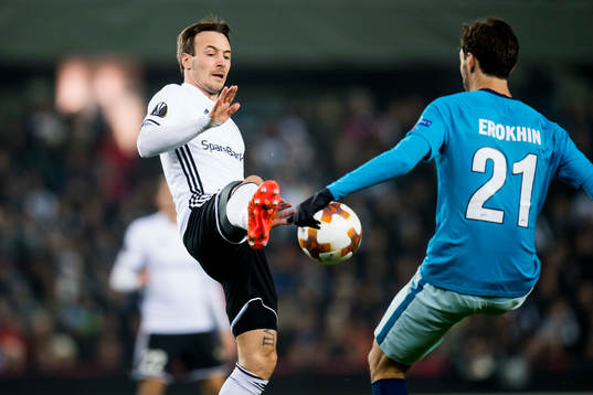 Mike Jensen of Rosenborg and Aleksandr Erokhin of Zenit
