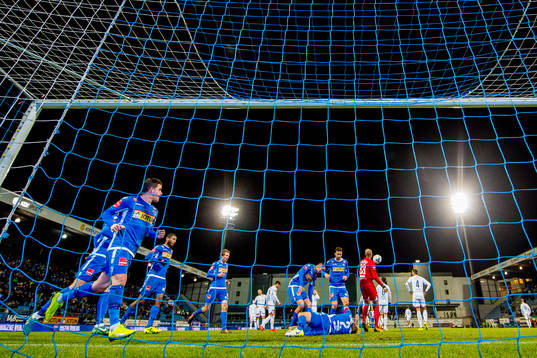 Pau Vicente Morer of Sandefjord celebrates scoring 1-0 as
