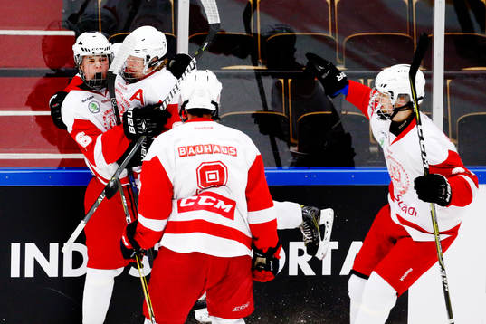 Östergötlands Filip Wiberg jublar med lagkamrater