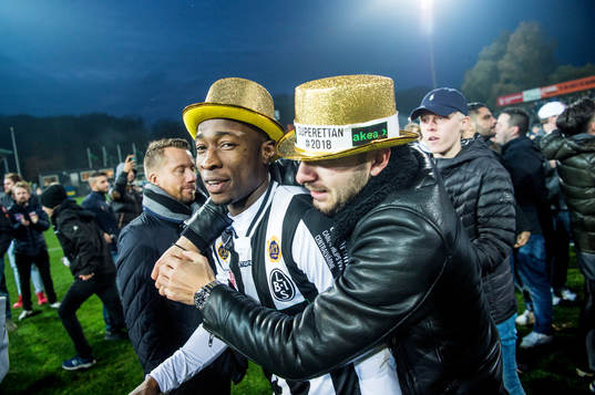 Landskronas spelare Karim Sadat jublar