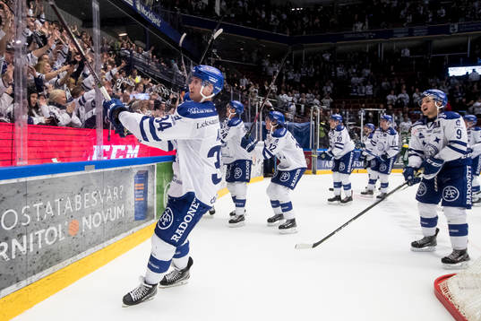 Leksands spelarna jublar
