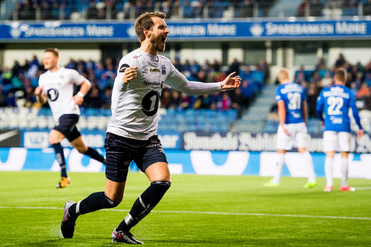 Christoffer Aasbak of Kristiansund celebrates 1-0
