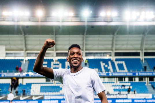 Daouda Karamoko Bamba of Kristiansund celebrates