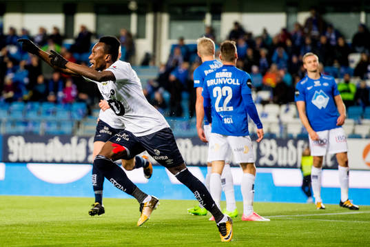 Daouda Karamoko Bamba of Kristiansund celebrates 1-0