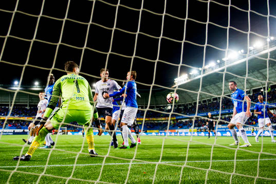 Daouda Karamoko Bamba of Kristiansund (not pictured) scores