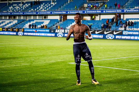 Daouda Karamoko Bamba of Kristiansund celebrates