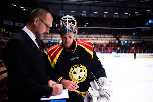 Brynäs målvaktstränare Per-Erik Alcén och målvakt