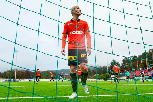 Geir André Herrem of Åsane looks dejected as Start scores