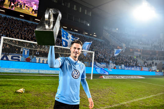 Malmö FFs Markus Rosenberg jublar med Lennart Johanssons