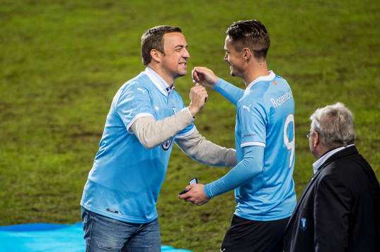 Malmö FFs Markus Rosenberg med tidigare tränaren Allan