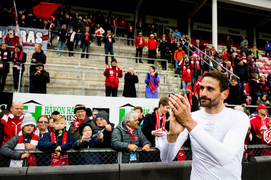 Mislav Leko of Fredrikstad celebrates
