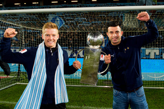 Malmö FFs Anders Christiansen och Behrang Safari med