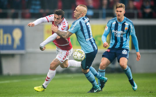 Kalmars Erton Fejzullahu och Djurgårdens Magnus Eriksson