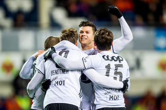 Pål André Helland of Rosenborg celebrates 1-0 with his