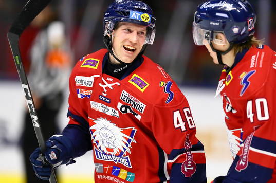 Linköpings Mathis Olimb och Ken Andre Olimb jublar