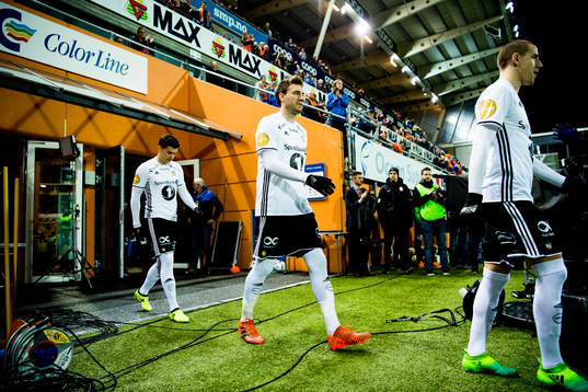 Nicklas Bendtner of Rosenborg enters the pitch