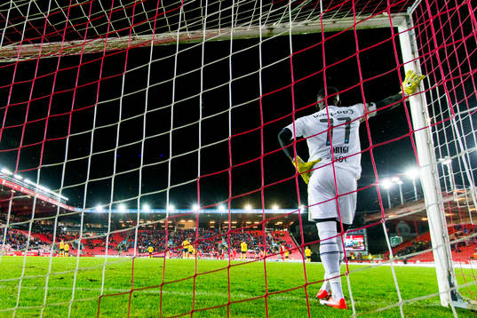 Goalkeeper Arnold Origi of Lillestrøm looks dejected