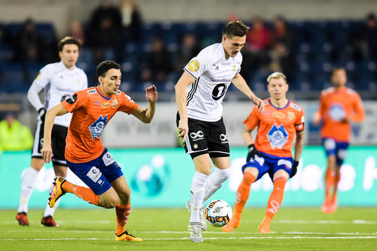 Mostafa Abdellaoue of Aalesund and Johan Lædre Bjørdal of