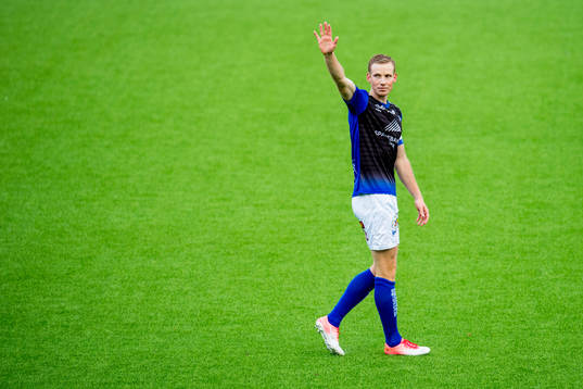 Simon Andreas Larsen of Start celebrates