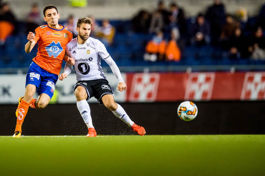 Mostafa Abdellaoue of Aalesund and Jørgen Skjelvik of
