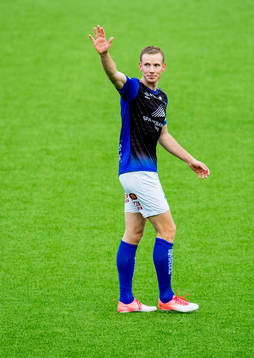Simon Andreas Larsen of Start celebrates