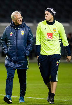 Sveriges landslagschef Lars Richt och Victor Nilsson