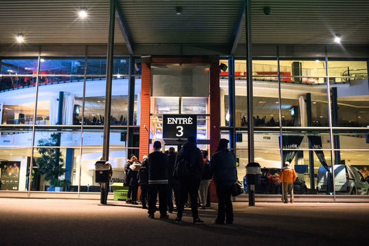 Visitors outside Gavlerinken Arena prior the CHL game