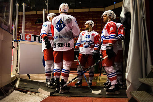Players of Adler Mannheim prior the CHL game between