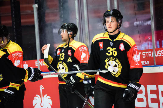 Linus Ölund of Brynäs prior the CHL game between Brynäs