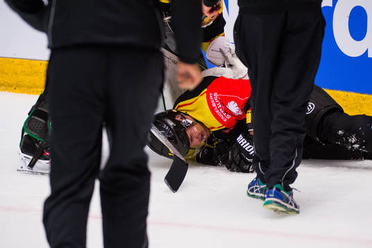 Daniel Paille of Brynäs in pain