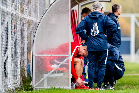 Alexander Sørloth of Norway with an injury