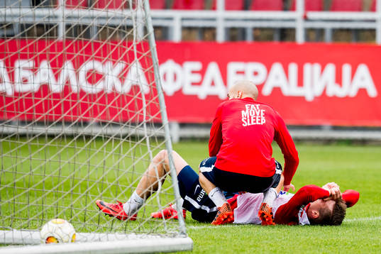 Alexander Sørloth of Norway with an injury