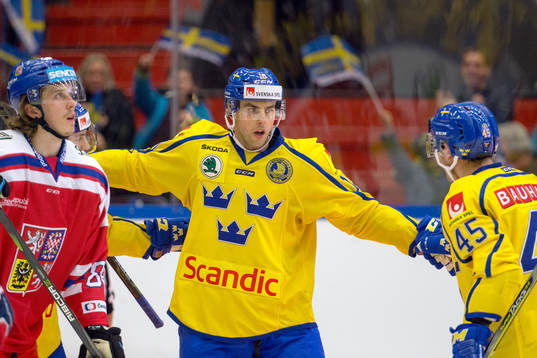 Sveriges Joakim Lindström och Oscar Möller jublar