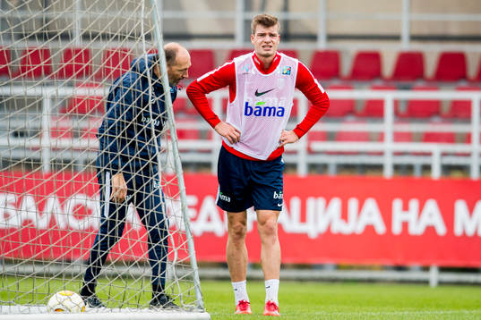 Alexander Sørloth of Norway with an injury