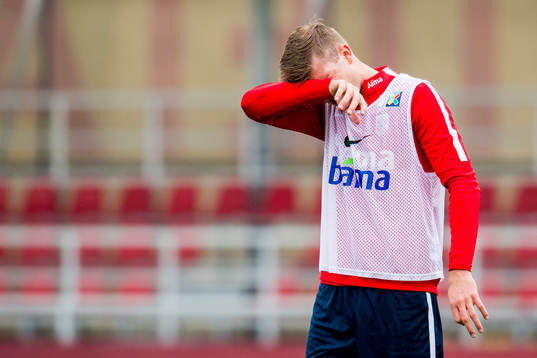 Alexander Sørloth of Norway with an injury