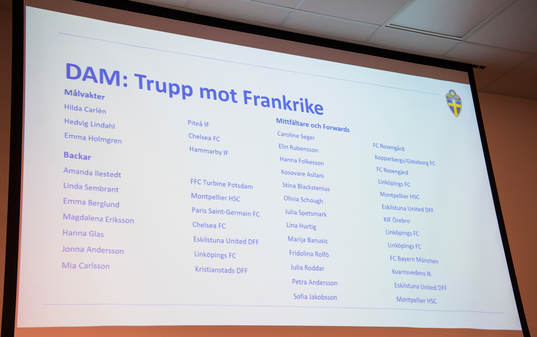 Peter Gerhardsson presenterar damlandslaget tropp mot